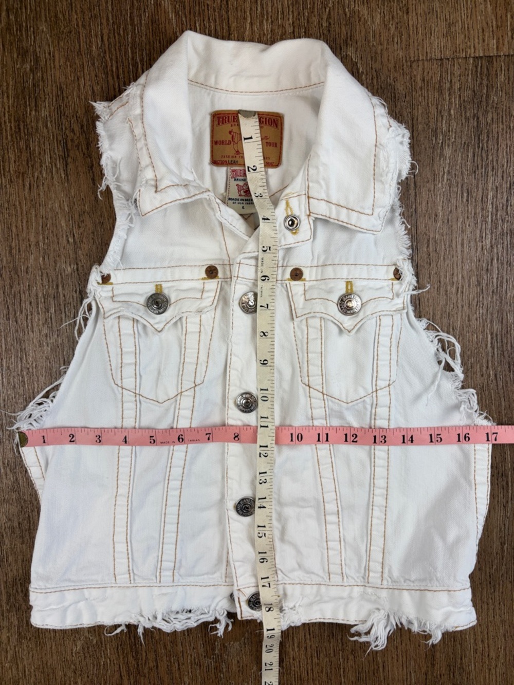 True Religion ‘Leah’ Rips Racerback Denim Vest ~ in White - Picture 8 of 15